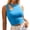 Blue, variant on Women's Ribbed Cutout Halter Crop Tank Top - Polyester Sleeveless Slim Fit Casual Top