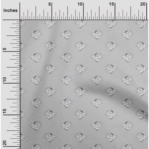 oneOone Cotton Flex Fabric Dot & Bird Block Print Fabric BTY 40 Inch Wide
