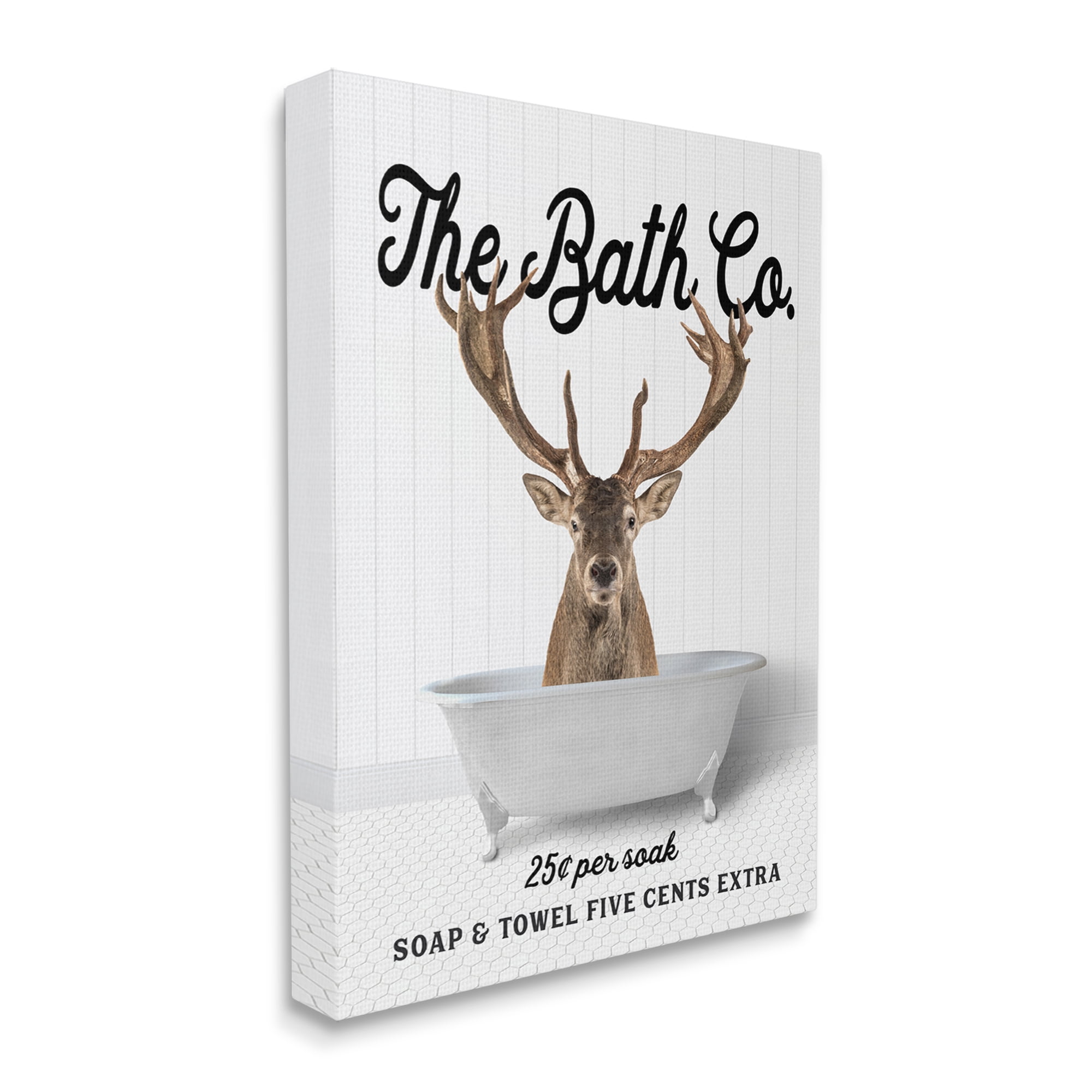 Stupell Industries Vintage Bath Ad Deer Animals & Insects Painting Gallery Wrapped Canvas Print Wall Art, 24 x 30