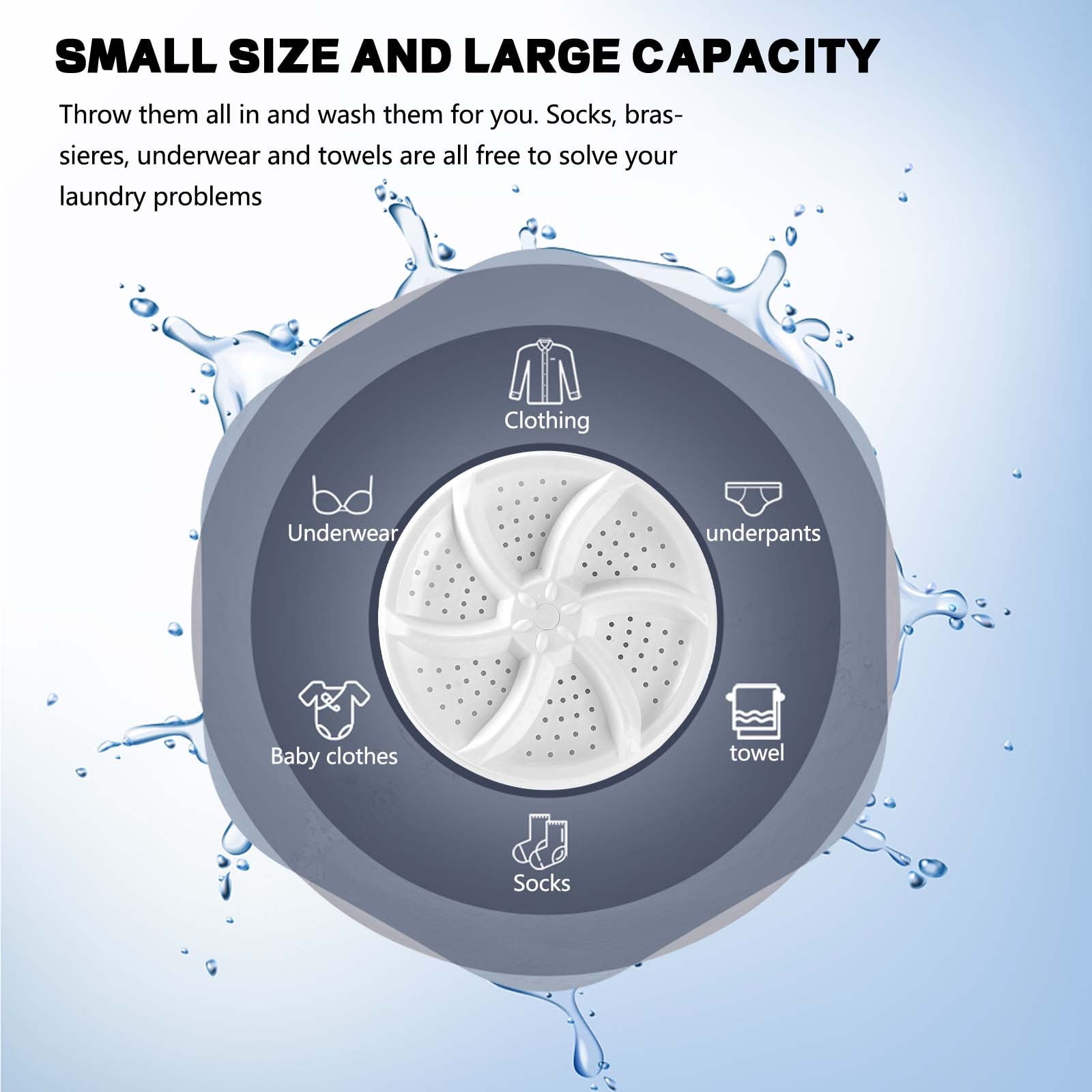 Guozer Spin Mini Washing Machine Turbo Washer Portable Travel Washer For Home Business, Travel,College Room,RV,Apartment
