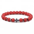 thumbnail image 1 of Pulsera de cuentas cruzadas de piedra volcánica de 8 mm de estilo europeo y americano con piedra de tigre, pino blanco y piedra de agalla negra, 1 of 1