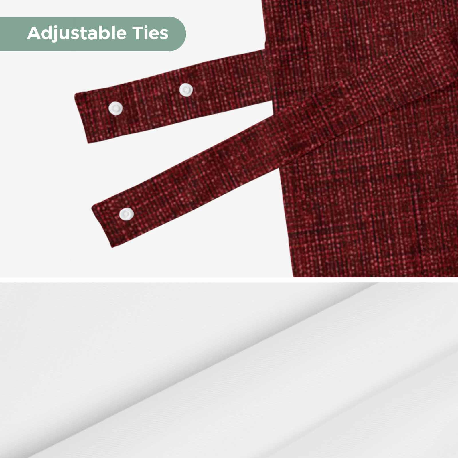 Tie Up Valances for Windows, Vintage Dark Red Adjustable Valance Curtains Window Treatment for Living Room, Farmhouse Retro Solid Color Linen Texture Rod Pocket Kitchen Curtains & Drapes 42x12 Inch