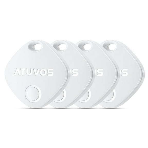ATUVOS Smart Luggage Tracker Tags White 4 Pack,Works with Apple Find My (iOS Only), Bluetooth Locator,Replaceable Battery,IP67 Waterproof