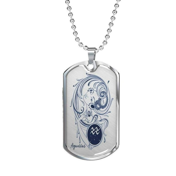 Express Your Love Gifts Aquarius Zodiac Constellation Queen Necklace Dog Stainless Steel Or 18k Gold 24 Chain Walmart Com Walmart Com