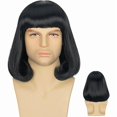 thumbnail image 1 of wonima44 Miss U Hair Men Unisex Black Short Bob Wig with Full Bangs Halloween Costume Cosplay Funny Wigs, 1 of 1