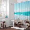 thumbnail image 3 of Summer Marine Life Bathroom Shower Curtain, Ocean Conch Starfish Coastal Landscape Waterproof Washable Soft Bath Curtain for Bathtub Decor with 12 Hooks&Grommet, 54x78 Inch, 3 of 9