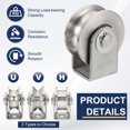 thumbnail image 3 of Uxcell U Groove Wheel with Bracket, Stainless Steel Track Wheel Dia.2.7" Loading 660 lbs Heavy Duty Rigid Caster for Inverted Rolling Gate Industrial Machines Wire Rope Rail, 3 of 7