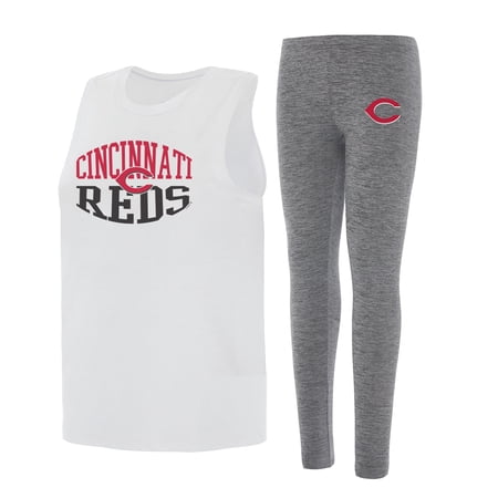 Women s Concepts Sport Charcoal/White Cincinnati Reds Contend Tank & Leggings Set