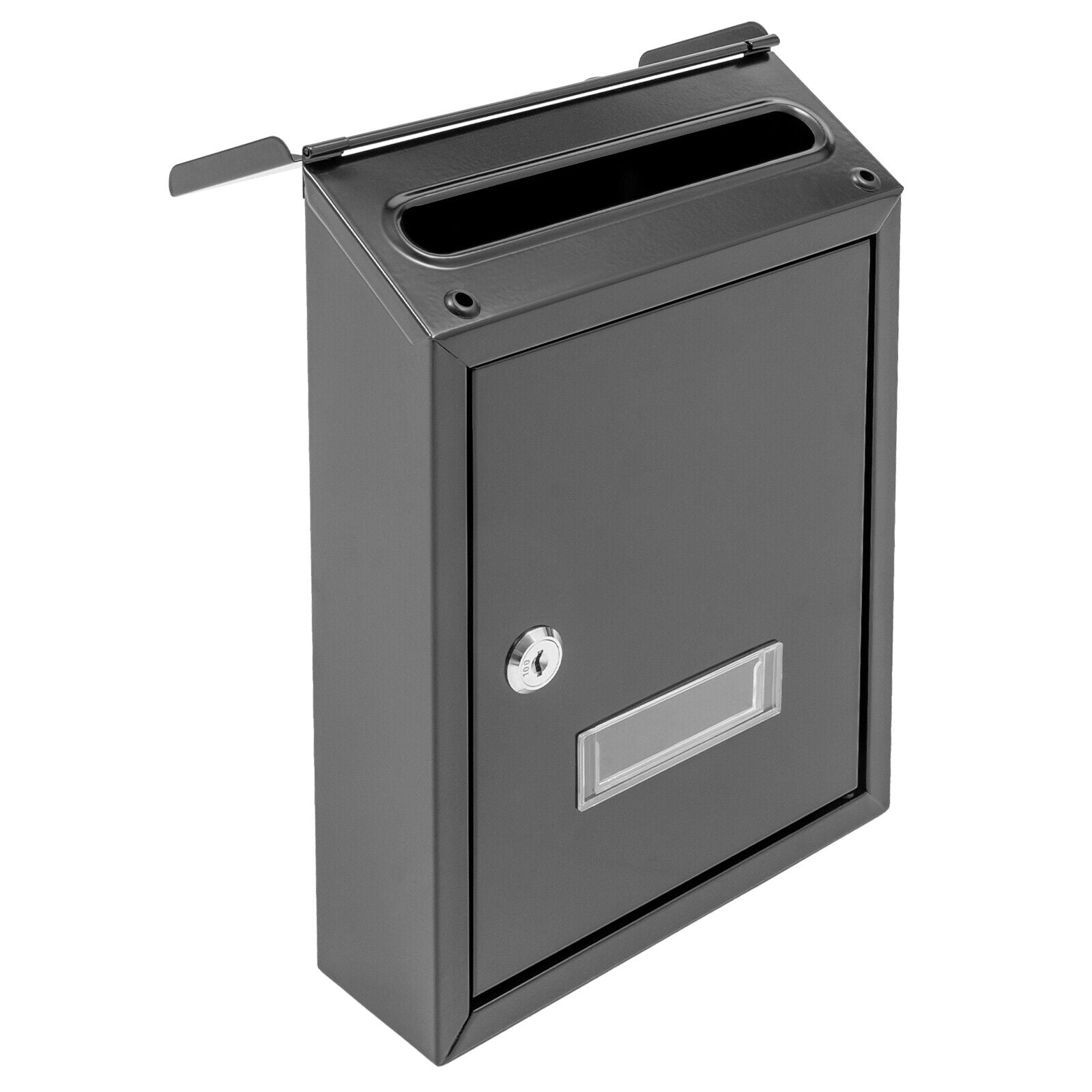 Fashion Mail Box Modern Wall-mounted Design Black Wall-Mount Mailbox, Galvanized Iron Mailbox with Key Lock