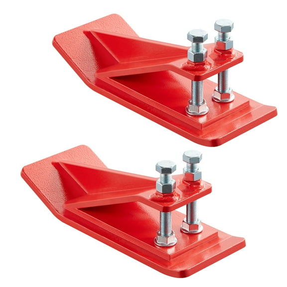 KFFKFF Tractor Bucket Edge Protectors, 2PCS Heavy-Duty Steel Anti-Skid Devices with Double Hexagon Lock Nuts and Bolts, Ideal for Snow Clearing, Leaf Removal, and Gravel Spreading (Red)