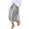 thumbnail image 3 of QATAINLAV Pleated Pants for Women High Waisted Wide Leg Cropped Trousers Solid Color Casual Flowy Loose Palazzo Pants with Pockets Gray XL Birthday Gifts, 3 of 10
