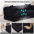 thumbnail image 5 of 4 in 1 Convertible Sleeper Sofa Bed Couch, 79 Inch Boneless Corduroy Floor Couch with Pillows, No Assembly, Modern Deep Seat Sofa Futon Mattress for Living Room,Apartment,Black, 5 of 9