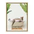 thumbnail image 2 of Kate and Laurel Sylvie Leopard in Bali Bath Framed Canvas Wall Art by Amy Peterson Art Studio, 18x24 Natural, Cute Animal Bathtub Art for Wall, 2 of 6