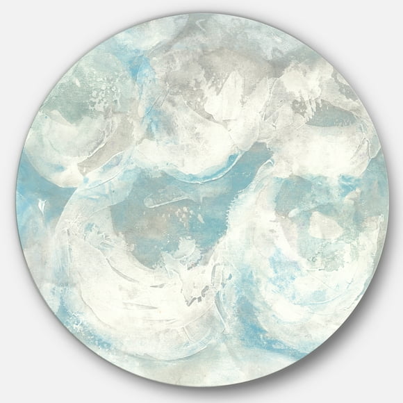 Designart 'Pale Blue Shade IV' Farmhouse Metal Circle Wall Art