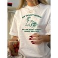 thumbnail image 1 of Vintage Graphic T-Shirt, Polyester Crew Neck Tee, Casual Short Sleeve Top with Geometric Raccoon Print for Women, Summer, 1 of 6