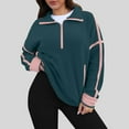 thumbnail image 2 of Makaor Sweatshirts for Women Zip Mock Neck Tops Lightweight Long Sleeve Pullover Solid Casual Fall Clothes Green XL, 2 of 6