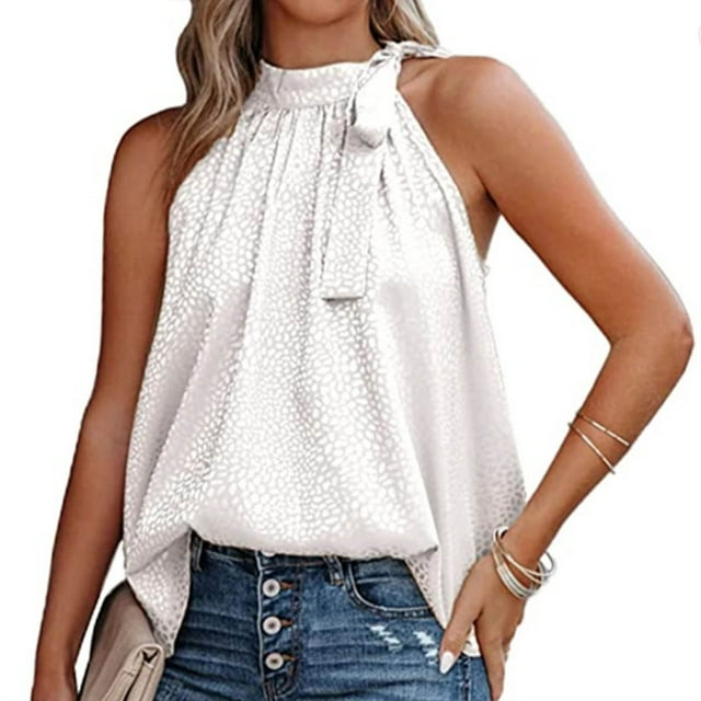 SMihono Hauts pour Femmes Débardeur d'Été pour Femmes Col Rond Sans Manches Imprimé Léopard Tee Tops Débardeurs pour Femmes Hauts d'Été pour Femmes
