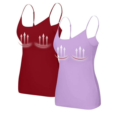 Nokdvo 2PC Yoga Racerback Tank Top for Women with Built in Bra Women s Padded Sports Bra Fitness Workout Running Shirts M