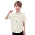 thumbnail image 3 of Hiijoy Summer Boys Short Sleeve Shirt Casual Solid Button Down Pocket Shirt, Sizes 13-14, 3 of 3