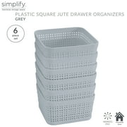 Simplify 6 Pack Plastic Organizing Storage Basket Set in Grey