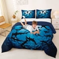 thumbnail image 3 of jejeloiu Deep Ocean Shark Full Size Comforter Sets,Silhouette Print Bedding Comforter Set For Boys,Blue Black,Navy Blue Reversible,3 Pieces,1 Comforter and 2 Pillowcases, 3 of 7