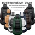 thumbnail image 7 of Front Set Leather Seat Covers for Nissan 99% Models Waterproof Comfortable Car Seat Cushions Universal Car Seat Covers（Black&Green）, 7 of 7