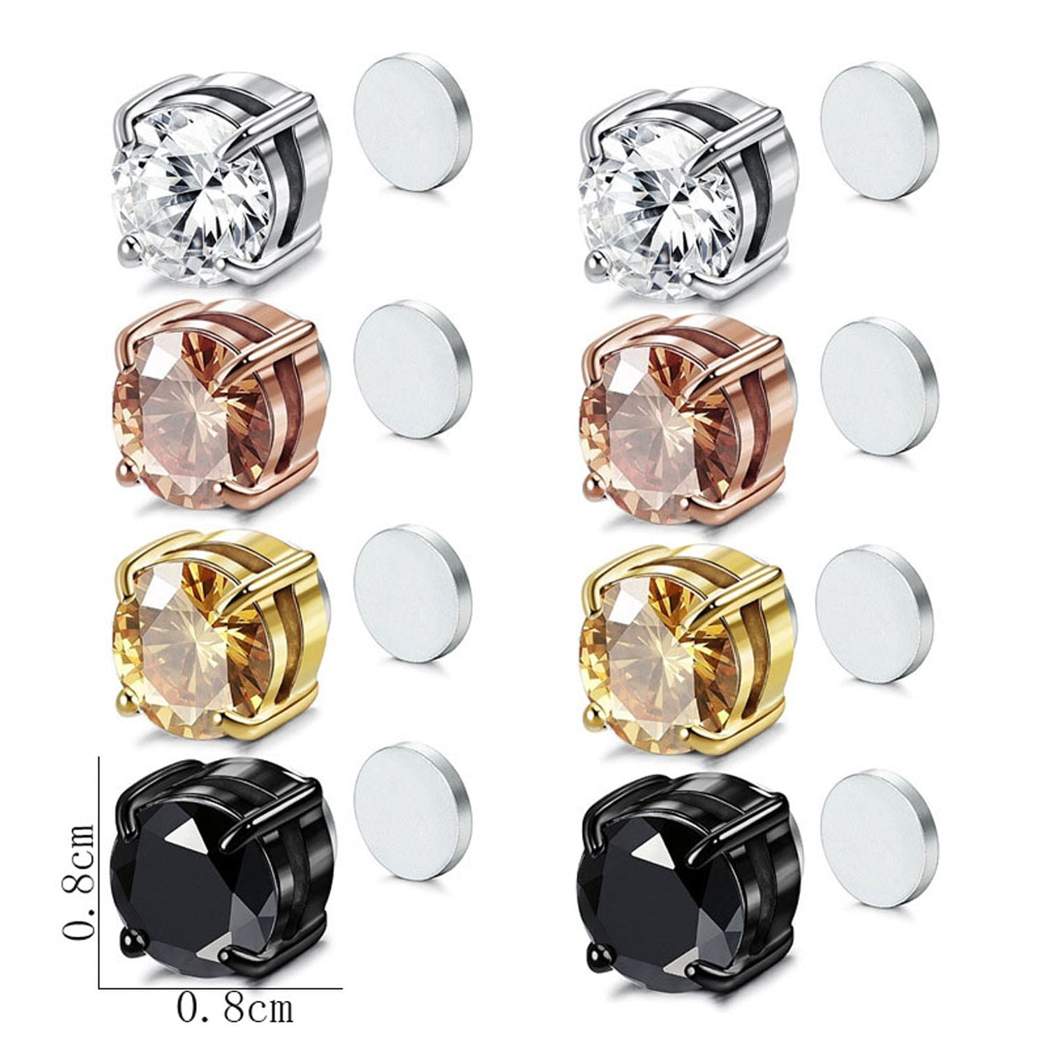 Set Of 2 Pairs Tiny Sterling Silver Stud Earrings – 24K Gold Or 18K Rose Gold Plated, 2/3/4mm CZ