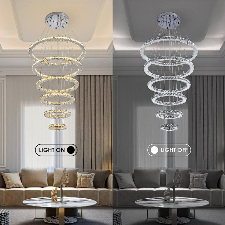 瀬名泉 リングライト 6th Siljoy Modern Crystal Chandelier Lighting, 6 Ring Chandelier