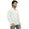 thumbnail image 2 of Atasi Indian Ethnic Men's Short Kurta Full Sleeve Collar Cotton White Shirt-XXX-Large, 2 of 6