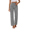 thumbnail image 5 of XuJwPNcy Yoga Pants for Women Soft Stretch High Waist Striped Pants Straight Leg Fold over Trousers(Black,Small), 5 of 7
