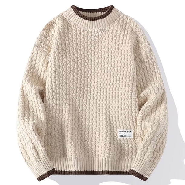 Suéter de cuello redondo para hombre de otoño e invierno, suéter holgado de marca de moda de color sólido, camisa de fondo a juego de moda para parejas