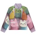thumbnail image 4 of Jackets for Women Winter Coat Jackets Flannel Stand Collar Jacket(Cute Cat Face Erasers,Size:S-4XL), 4 of 7