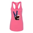 thumbnail image 2 of Wild Bobby, American Flag Peace Sign Hand Pop Culture Ladies Racerback Tank Top, Hot Pink, X-Large, 2 of 3