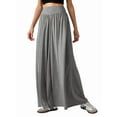 thumbnail image 3 of Pantalones Palazzo Holgados de Cintura Alta Elástica para Mujer, Informales, con Bolsillos, Holgados y Largos de Otoño Gris L, 3 of 8