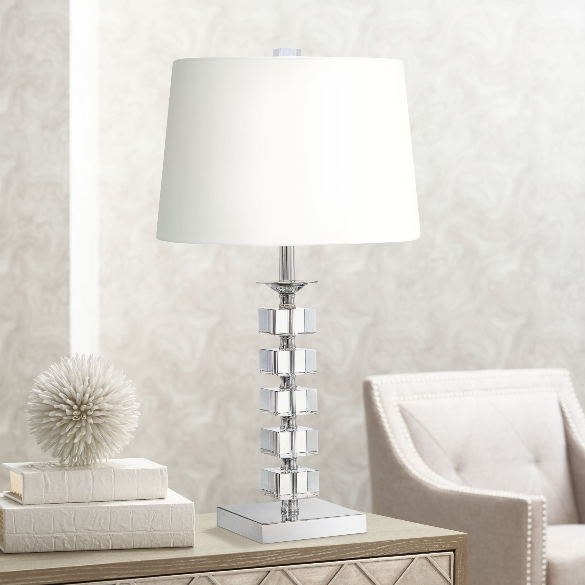 360 Lighting Cottage Accent Table Lamp, Stacked Glass Globe Table Lamp