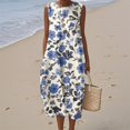 thumbnail image 2 of Women's Summer Maxi Dress 2060 Sleeveless Round Neck Floral Elegant Temperament Dress Casual Loose Long Beach Sundress Travel Vacation Outfits, 2 of 2