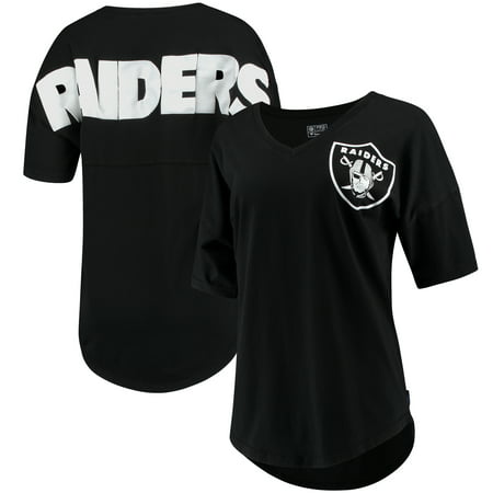 Oakland Raiders NFL Pro Line by Fanatics Branded Women's Spirit Jersey Goal Line V-Neck T-Shirt -