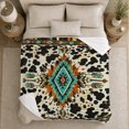 thumbnail image 5 of Southwestern Aztec Cowhide, Dramatic Artistic Scene, Warm Flannel Blanket for Ranch House and Living Room with Detailed Artwork, Animal Lovers Birthday Gift, Artistic Home Decor, 5 of 9