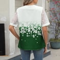 thumbnail image 4 of Tops Florales para las Mujeres V-Cuello Patchwork Encaje Manga Blusa, Corto Casual Floral Estampado Verano Poliéster, 4 of 9