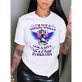 thumbnail image 2 of Camiseta con estampado gráfico "No soy una mujer normal, soy mamá de un niño en el cielo". Camiseta informal de cuello redondo y manga corta para mujer. Ideal para adultos, hombres, mujeres, adolescen, 2 of 5