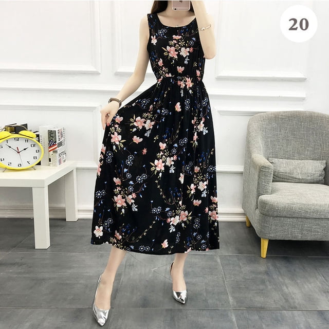 Vestido de seda de algodón de longitud media para mujer, novedad de verano Eccomum Traje 20 2XL