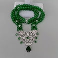 thumbnail image 6 of EOEMY 18" Round Green Jade Necklace Cubic Zirconia Pave Pendant, 6 of 8