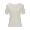 thumbnail image 6 of Ruyang Women's Basic Crop Tops Short Sleeve Square Neck T Shirt Top Tops Women Casual Slim Fit T-Shirt Streetwear S-3XL, 6 of 6