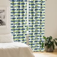 thumbnail image 2 of Ambesonne Floral Curtains, Nature Bloom Silhouette, Pair of 28"x84", Apple Green Navy Blue, 2 of 5