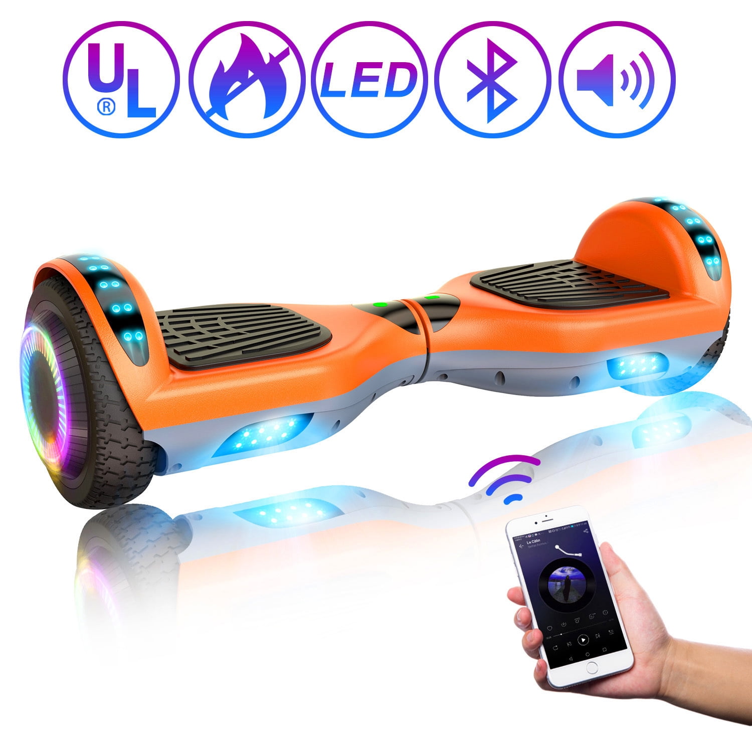 CBD Hoverboard with Bluetooth and LED Lights, 6.5inch Self Balancing Hover Board for Adults Kids