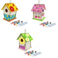 thumbnail image 1 of DOLITY 3x DIY Bird House Unpainted Build Paint Hanging Wooden Birdhouse Set, 1 of 5