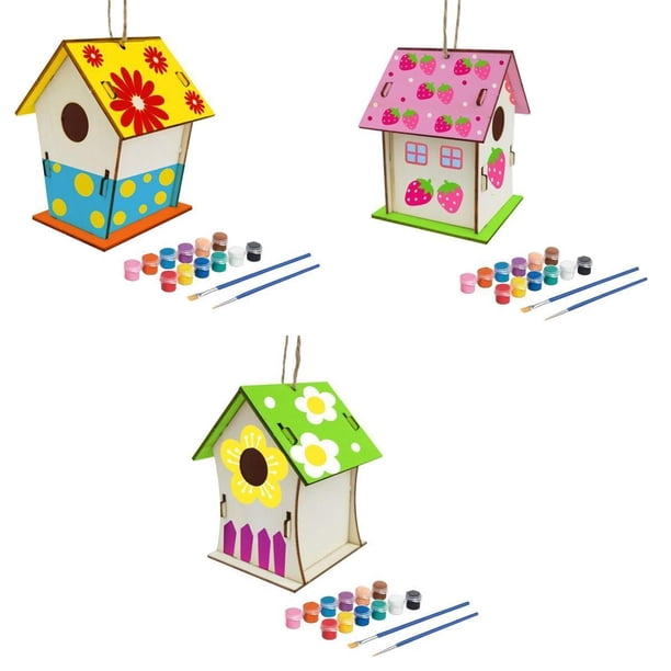 Casa de Pájaros de Bricolaje Sin Construir Pintura Colgante de de Casitas para Pájaros +Casa de Pájaros de Bricolaje Sin Pi