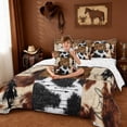 thumbnail image 4 of Erosebridal Rustic Cowhide Print 7pcs Bedding Comforter Set,Western Cowboy Texas Stars Queen Bedding Sets For Men Adults,Reversible, 4 of 7