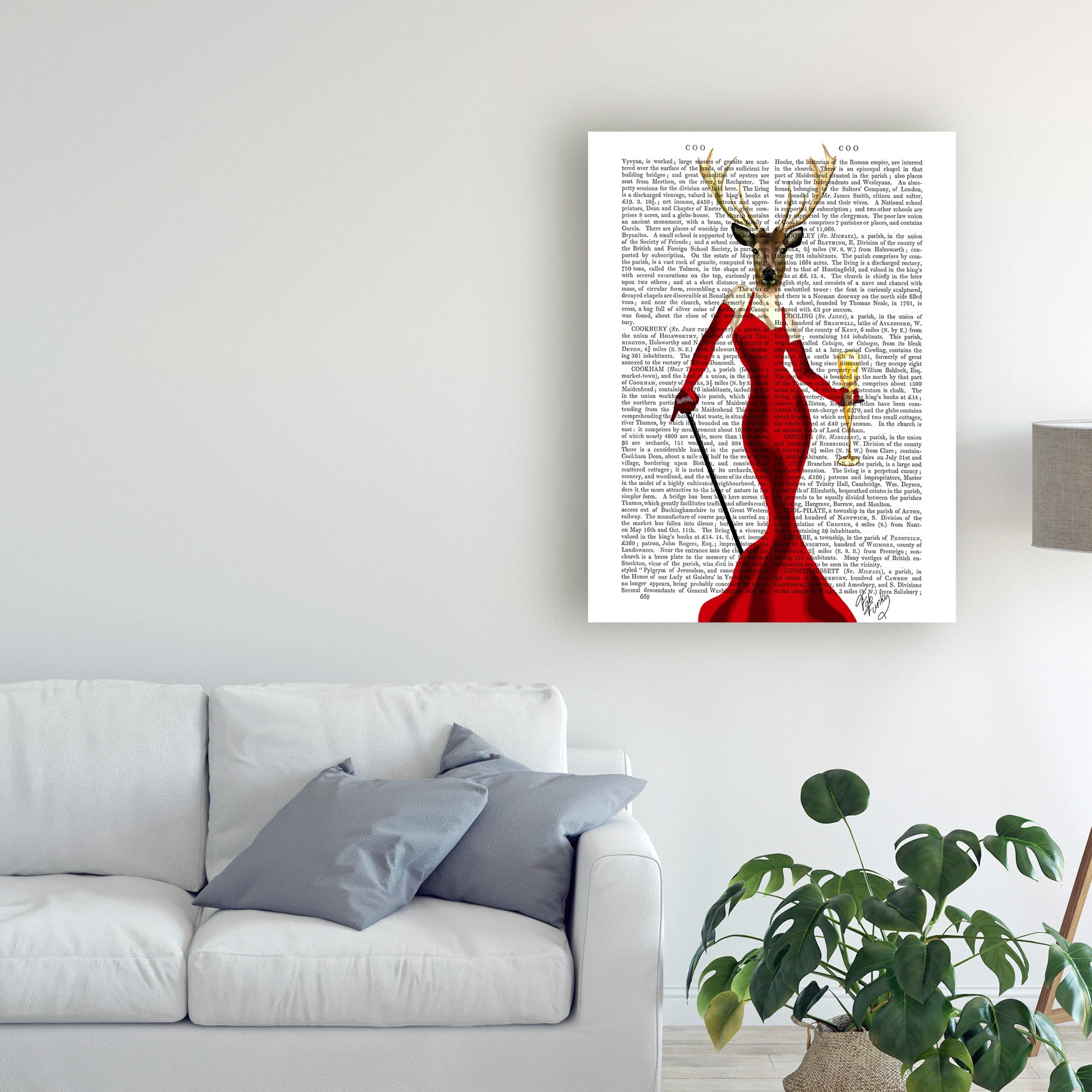 Trademark Fine Art 'Glamour Deer In Red' Canvas Art by Fab Funky