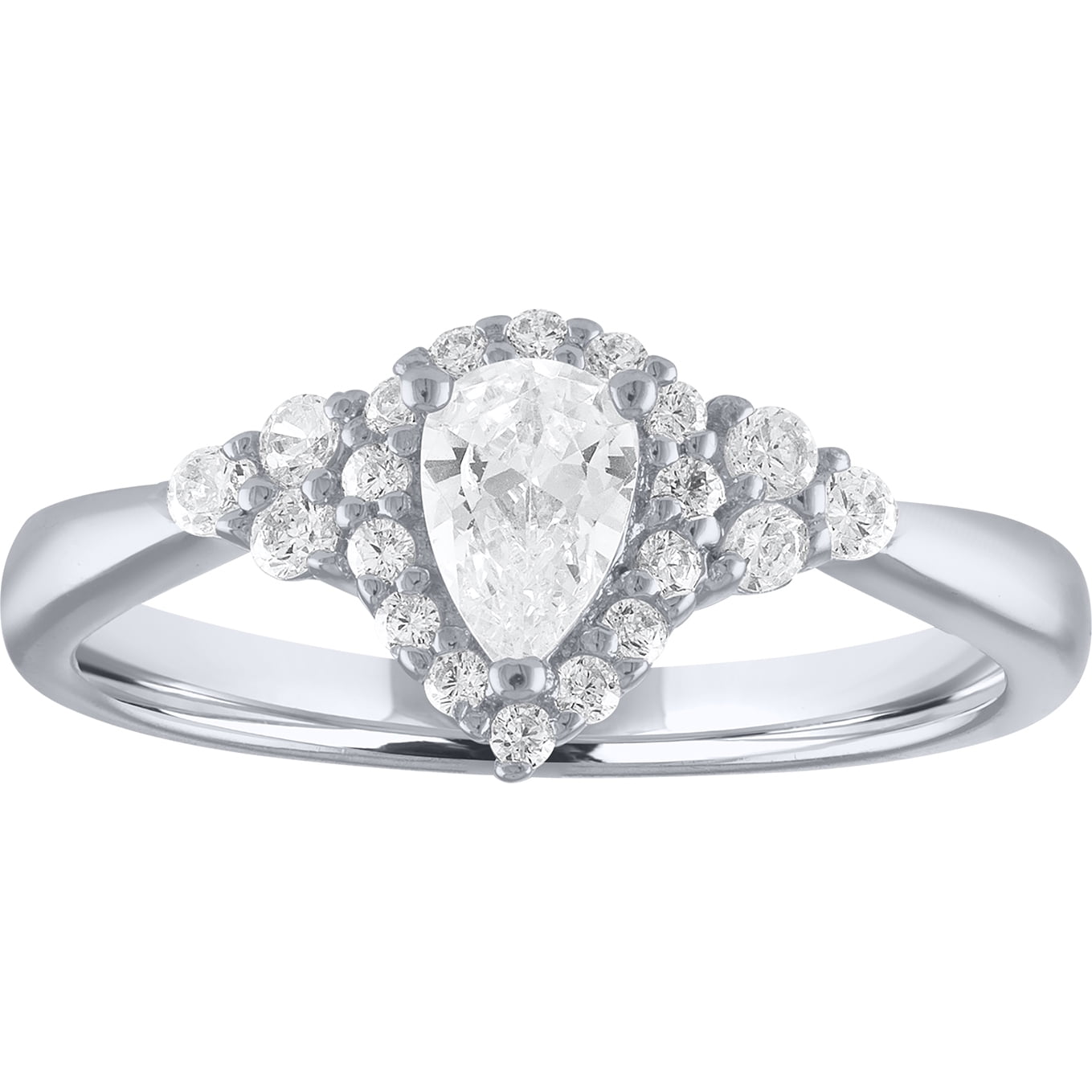 Believe By Brilliance Simulated Diamond Pear Ring in Sterling Silver